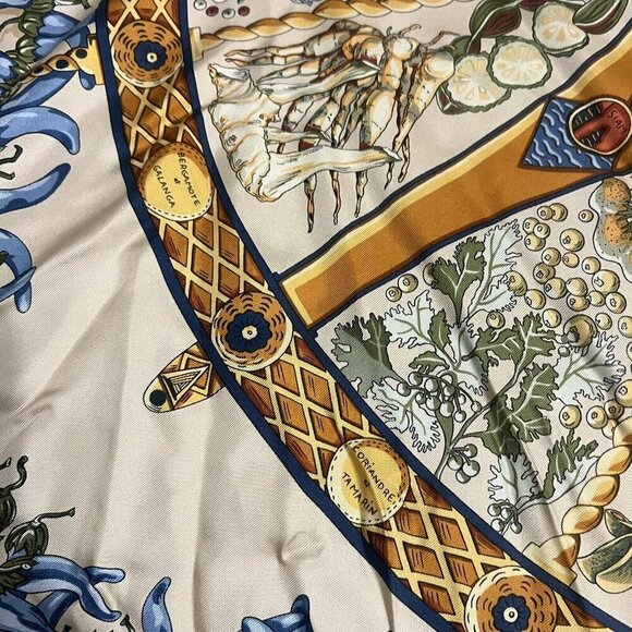Hermes Aux Pays Des Epices Silk Scarf 33.5 x 34 Hand Rolled 70 Grams - Picture 7 of 14